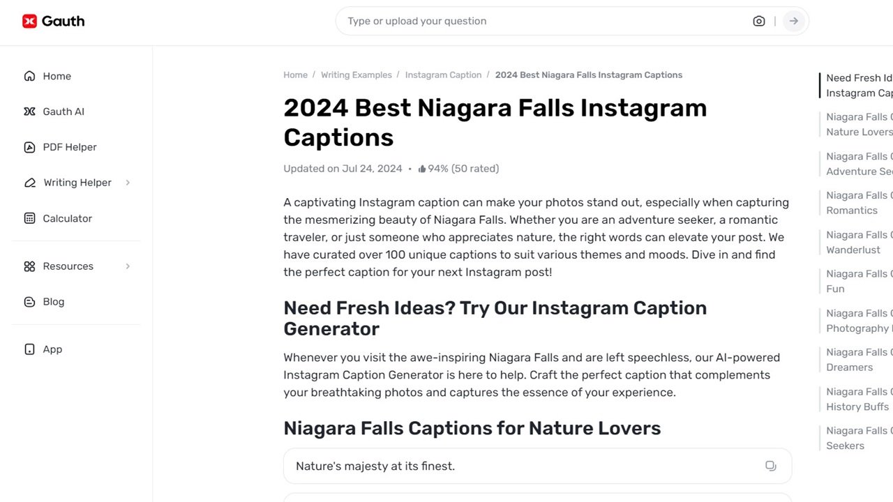 Crafting the Perfect Niagara Falls Caption with Gauth’s Help